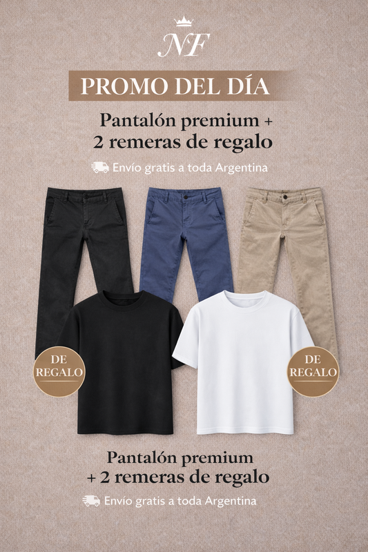 1 PANTALON + 2 REMERAS DE REGALO